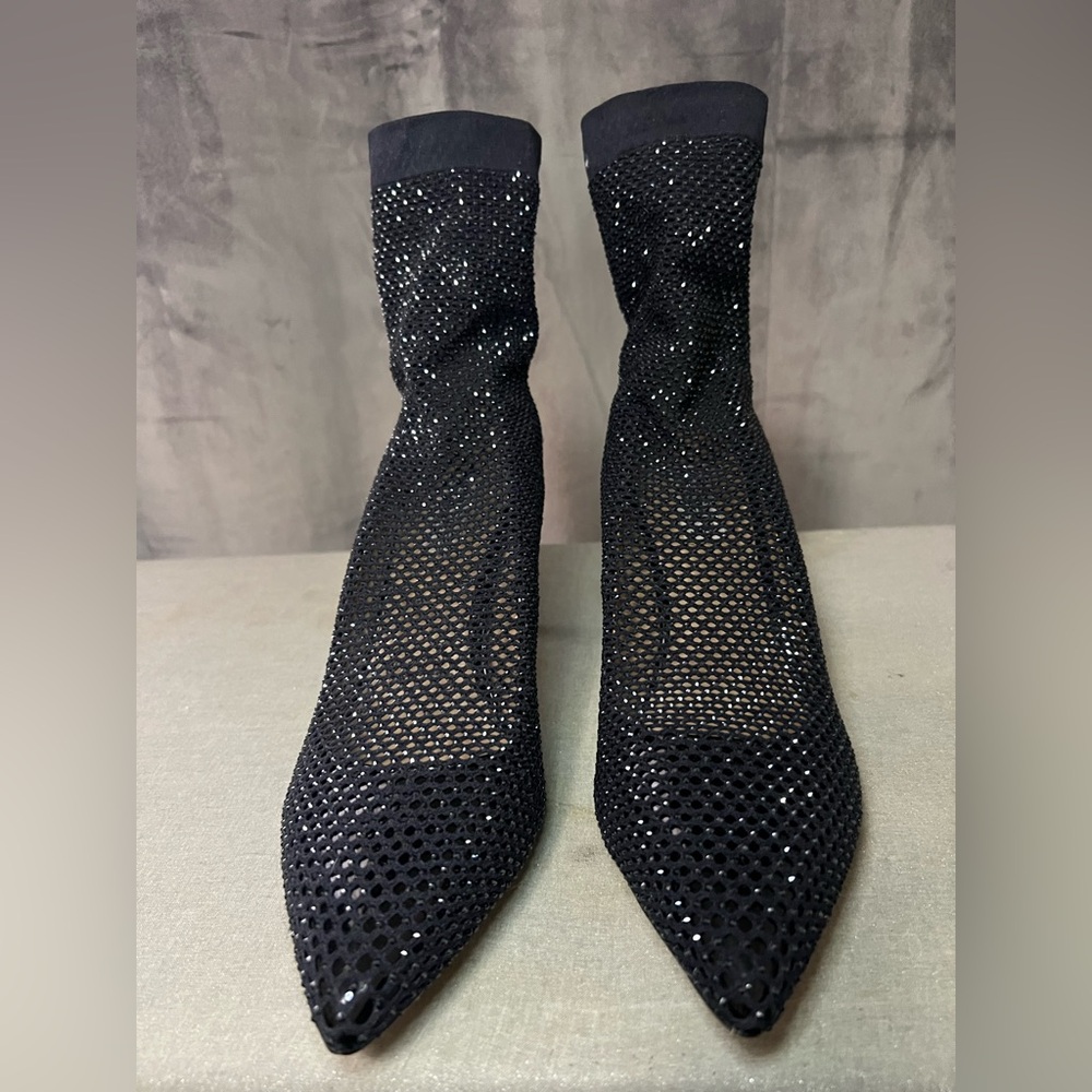 Badgley Mischka Black Mesh Sock heels - Picture 2 of 6